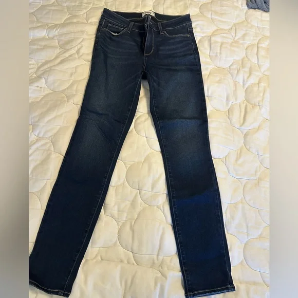 PAIGE Dark Blue Mid Rise Stretch Skinny Jeans - Picture 3 of 7